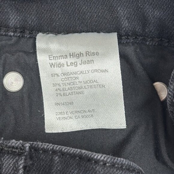 Reformation Emma High Rise Wide Leg Jeans '90s Relaxed Black Washed Denim 28 - Picture 10 of 11